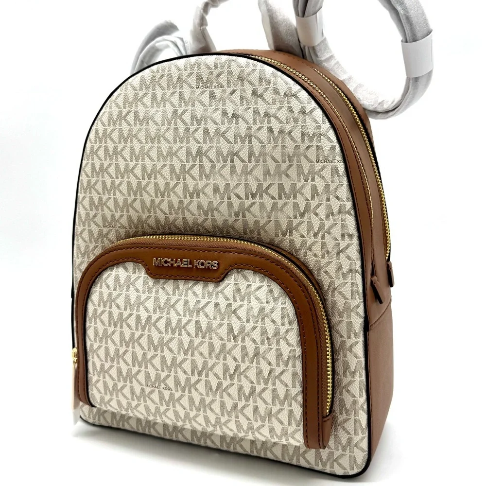 Michael Kors Jaycee Medium Signature Logo Backpack - Vanilla